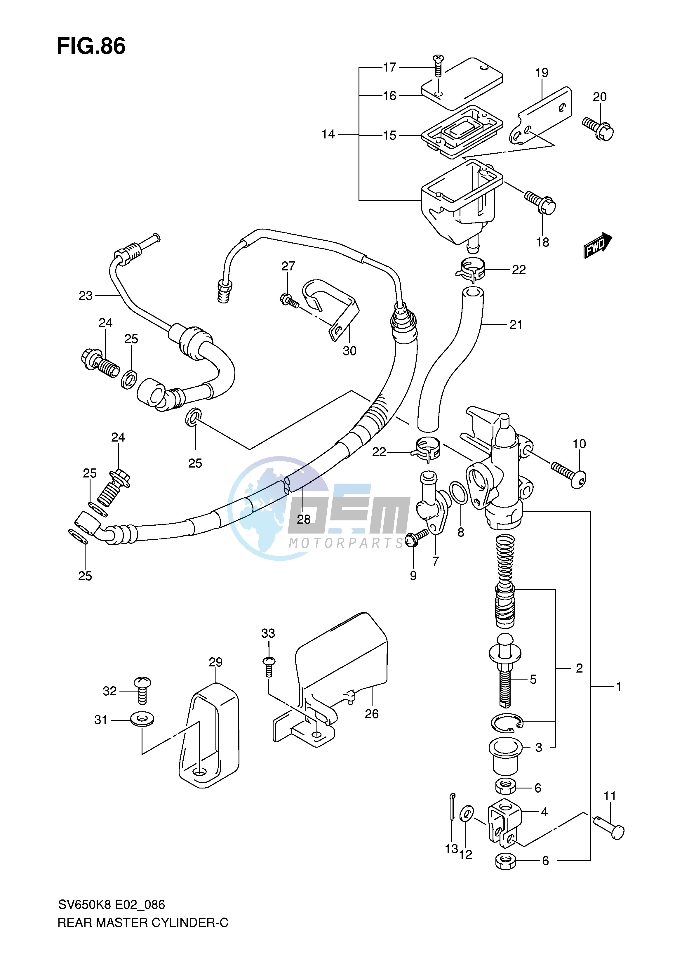 REAR MASTER CYLINDER (SEE NOTE)