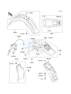 KLX 250 H [KLX250S] (H6F-H7F) H7F drawing FENDERS