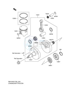 RM100 (E28) drawing CRANKSHAFT PISTON