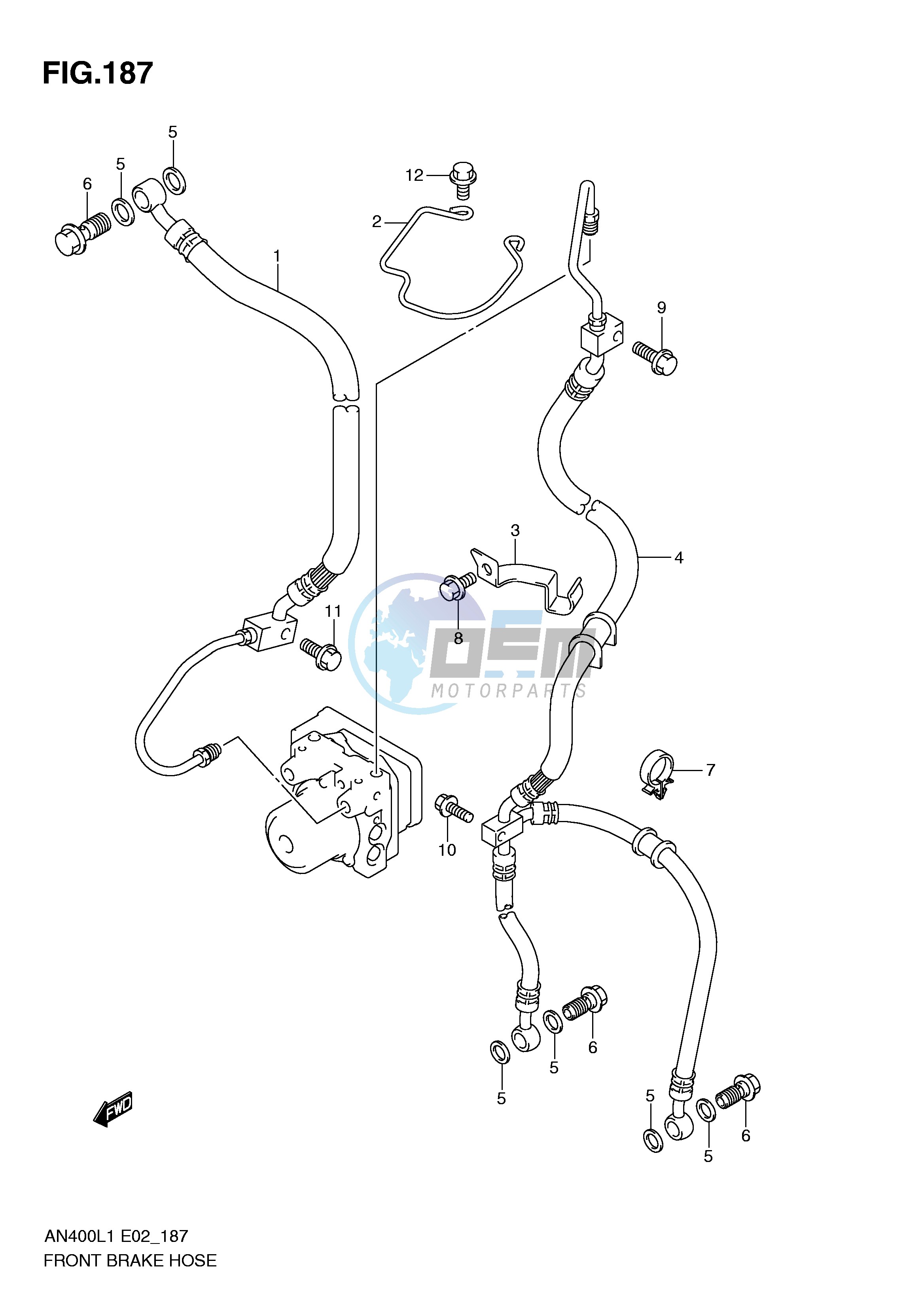 FRONT BRAKE HOSE (AN400AL1 E19)