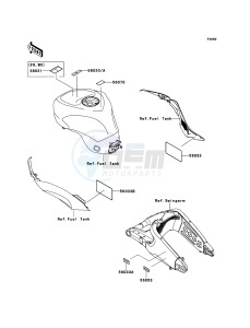 NINJA ZX-6R ZX600RBF FR GB XX (EU ME A(FRICA) drawing Labels