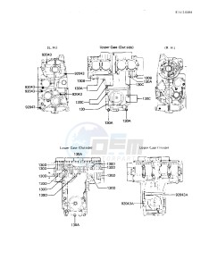 KZ 550 A (A3-A4) drawing CRANKCASE BOLT & STUD PATTERN -- 82-83 A3_A4- -