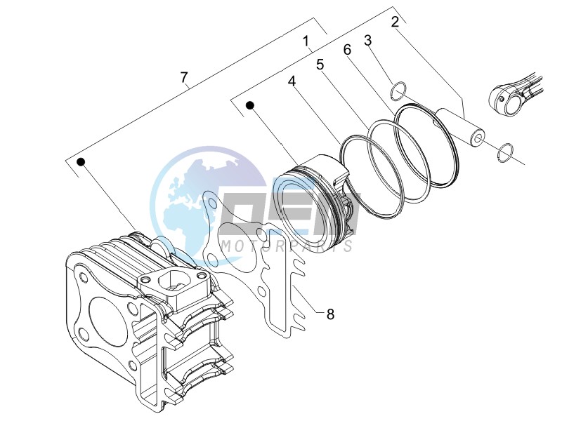 Cylinder-piston-wrist pin unit