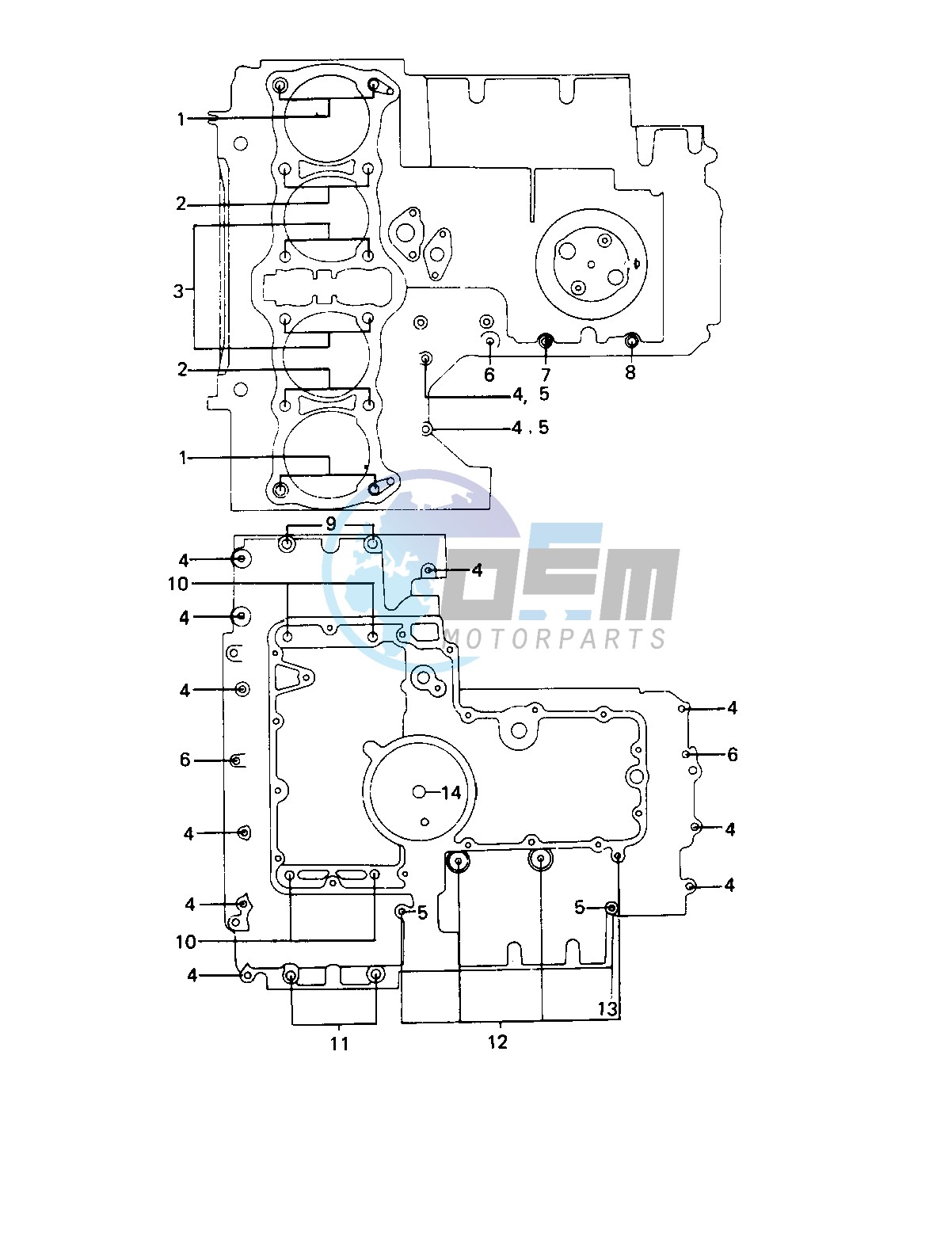 CRANKCASE BOLT & STUD PATTERN -- 79-80 B3_B4- -