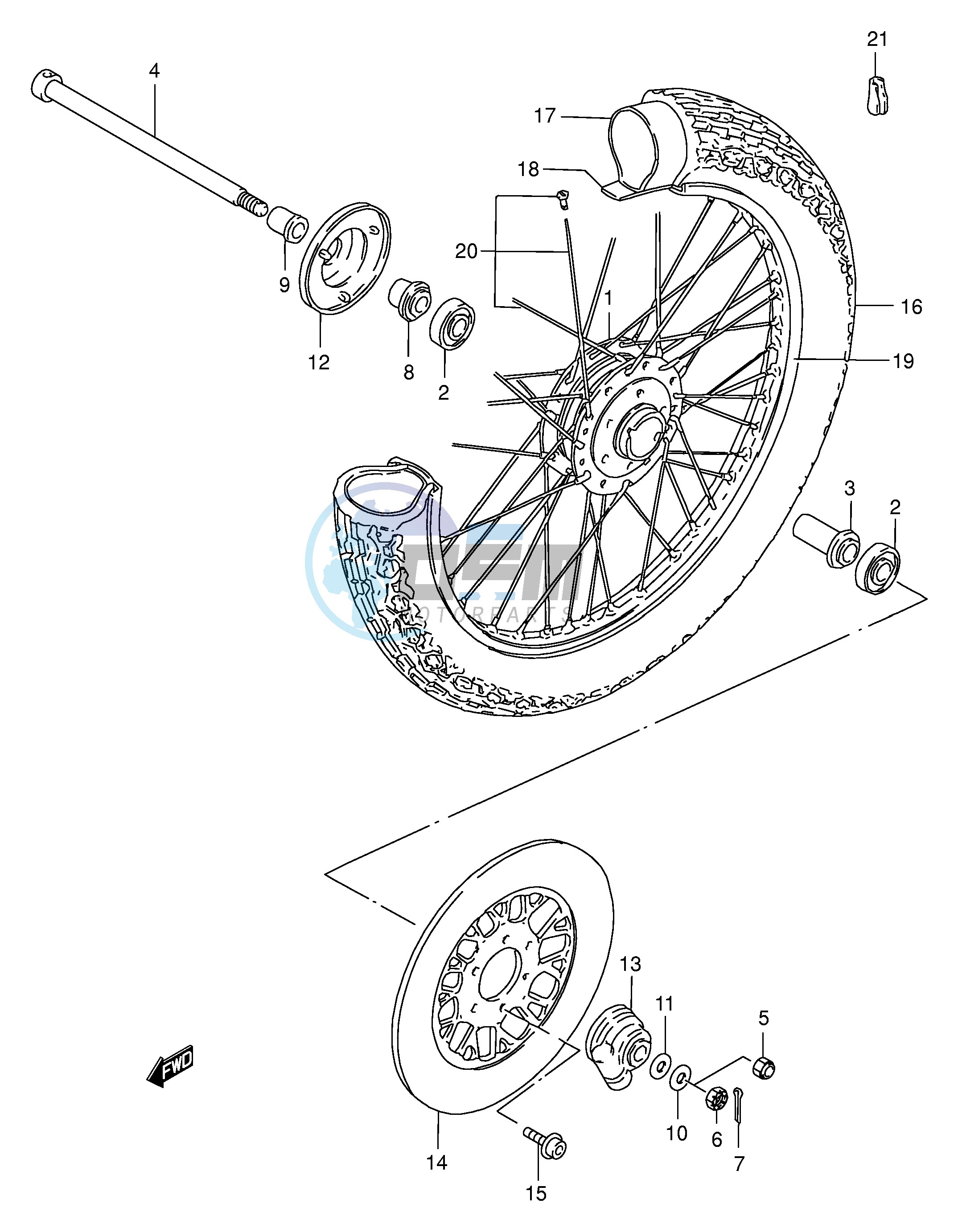 FRONT WHEEL (GN250T W X Y)