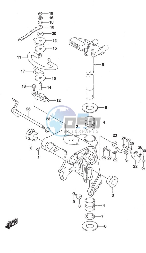 Swivel Bracket Tiller Handle w/Power Tilt