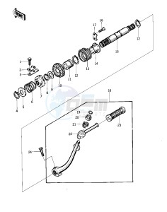 KZ 400 D (D3-D4) drawing KICKSTARTER MECHANISM -- 76 -77 KZ400 - D3_D4- -