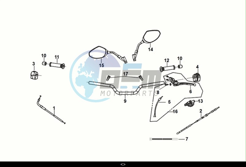 THROTTLE GRIP - HANDLE - BACK MIRROR