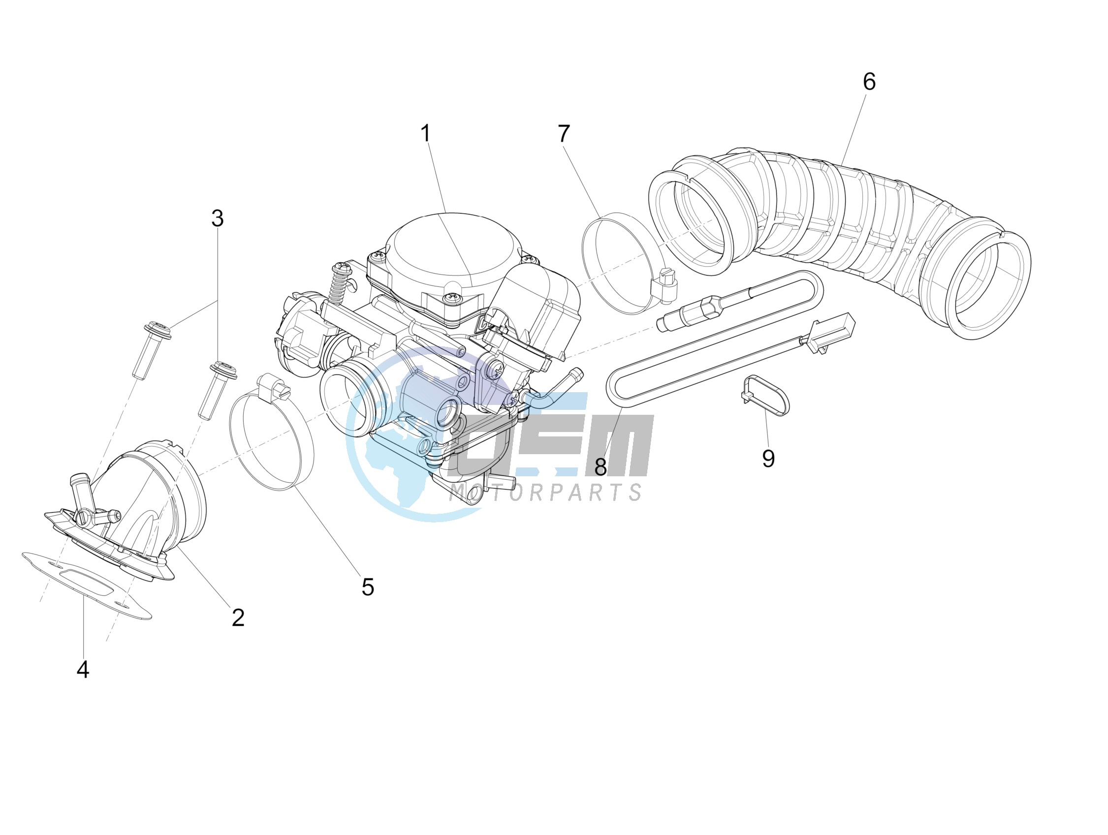 Carburettor assembly - Union pipe