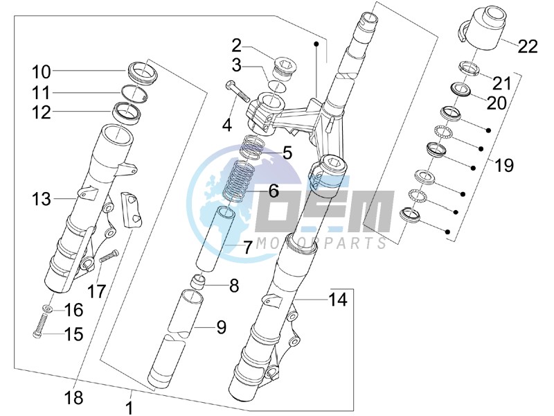 Fork steering tube - Steering bearing unit