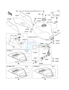 ZX 900 F [NINJA ZX-9R] (F1-F2) [NINJA ZX-9R] drawing FUEL TANK -- ZX900-F1- -