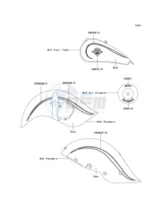 VN 800 G [VULCAN 800 DRIFTER] (E1-E5) [VULCAN 800 DRIFTER] drawing DECALS-- RED- --- E1- -