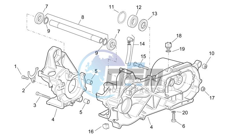 Central crank - Case set