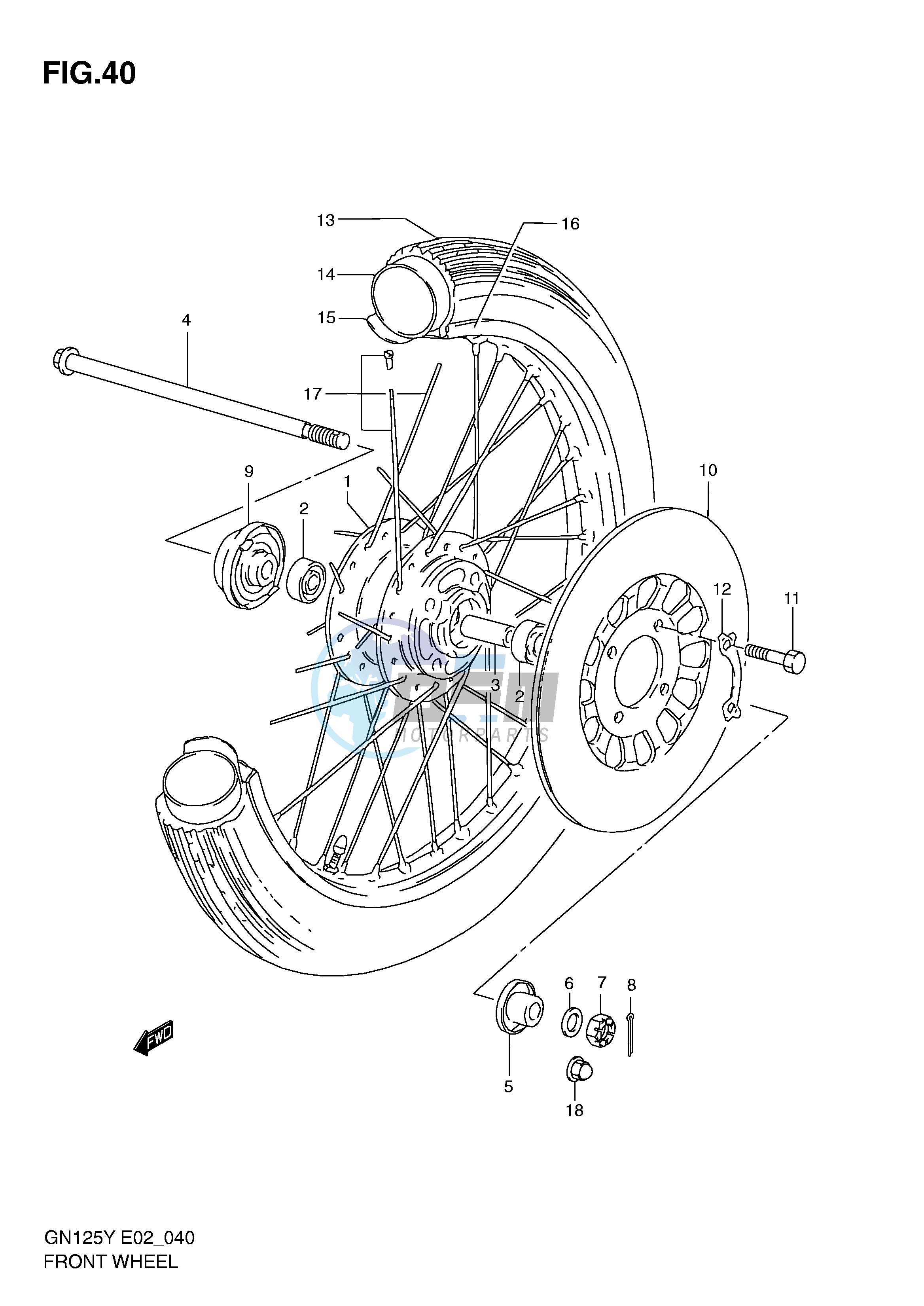 FRONT WHEEL (GN125V W X Y K1)