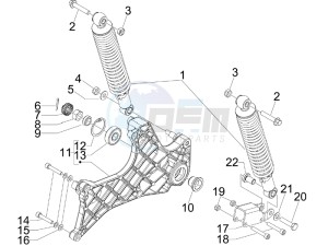 Beverly 125 Tourer e3 drawing Rear suspension - Shock absorbers