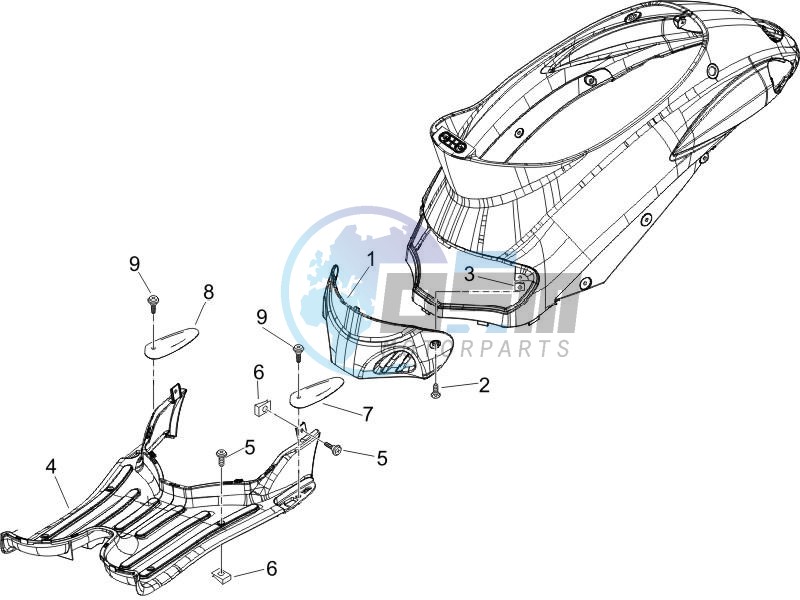 Central cover - Footrests