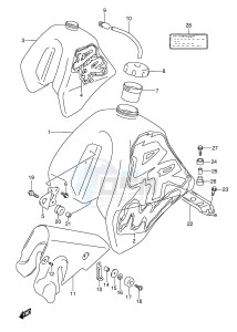 DR350 (E3) drawing FUEL TANK (MODEL N P)