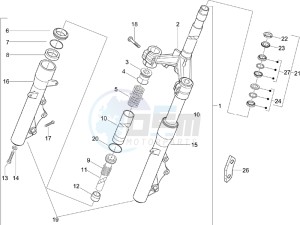 X Evo 250 Euro 3 (UK) UK drawing Fork steering tube - Steering bearing unit