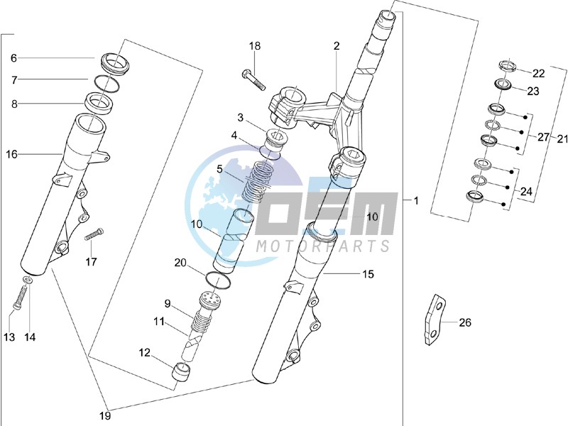 Fork steering tube - Steering bearing unit