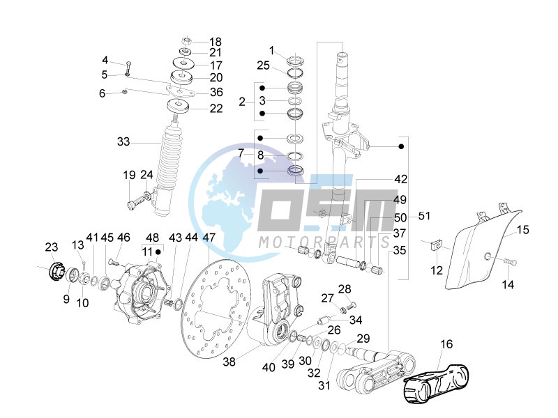 Fork - steering tube - Steering bearing unit