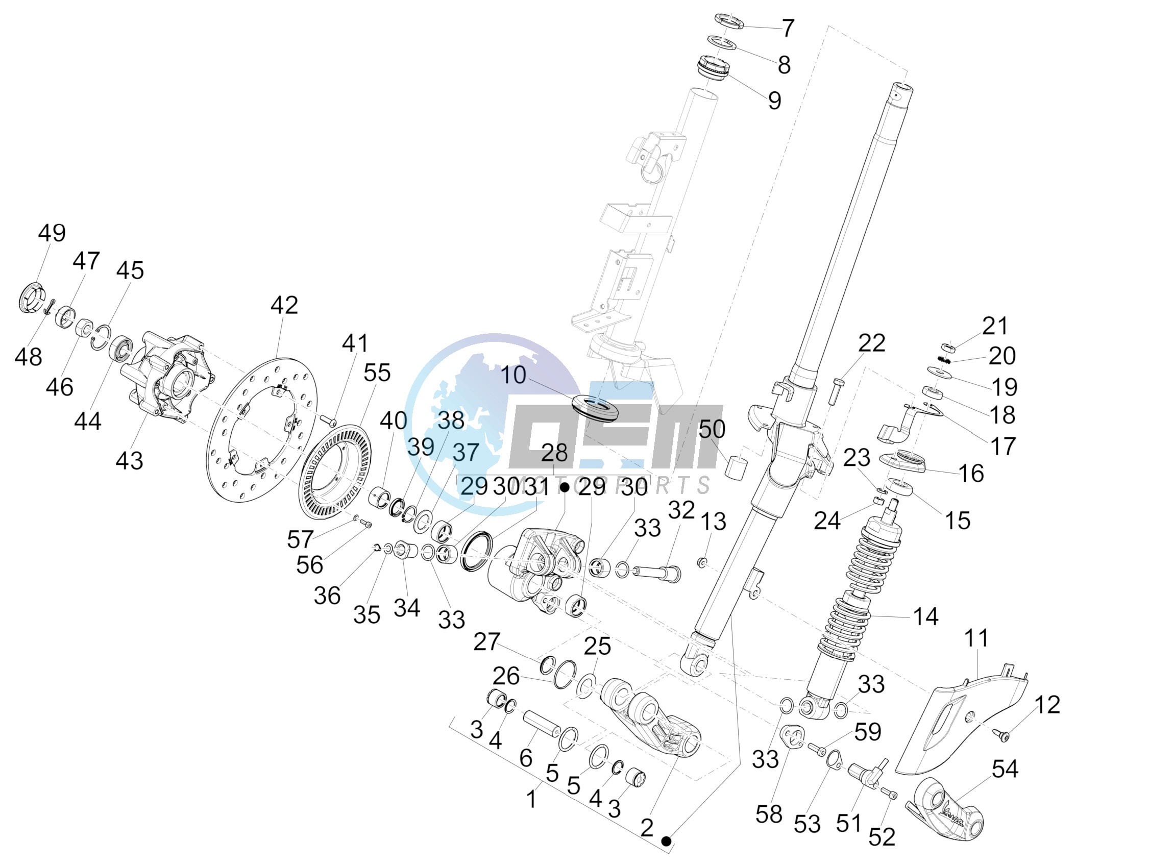 Fork/steering tube - Steering bearing unit