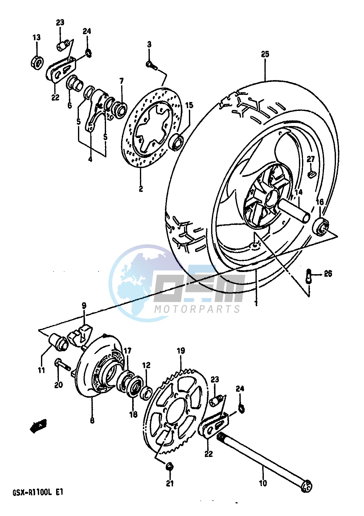 REAR WHEEL (MODEL K)