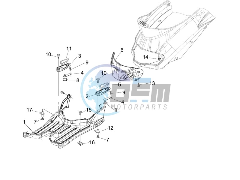 Central cover - Footrests