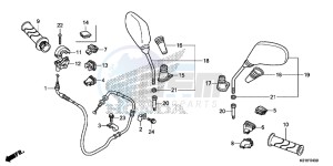 SH125AE SH125A UK - (E) drawing SWITCH/CABLE/MIRROR