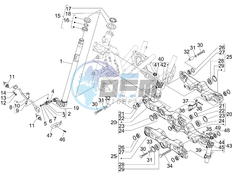 Fork steering tube - Steering bearing unit