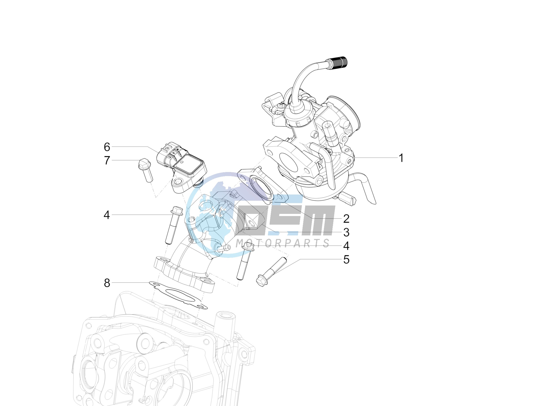 Carburettor, assembly - Union pipe