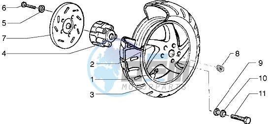 Rear wheel (Vehicle with rear hub brake)