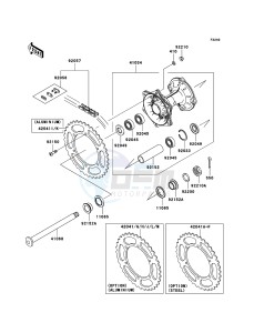 KX250F KX250YBF EU drawing Rear Hub