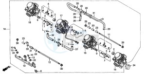 CB600F2 CB600S drawing CARBURETOR (ASSY.)