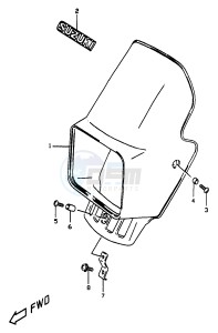 DR350 (V-W-X) drawing HEADLAMP COVER (E24)