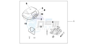 SH150 125 drawing TOP BOX 45L QUASAR SILVER METALLIC