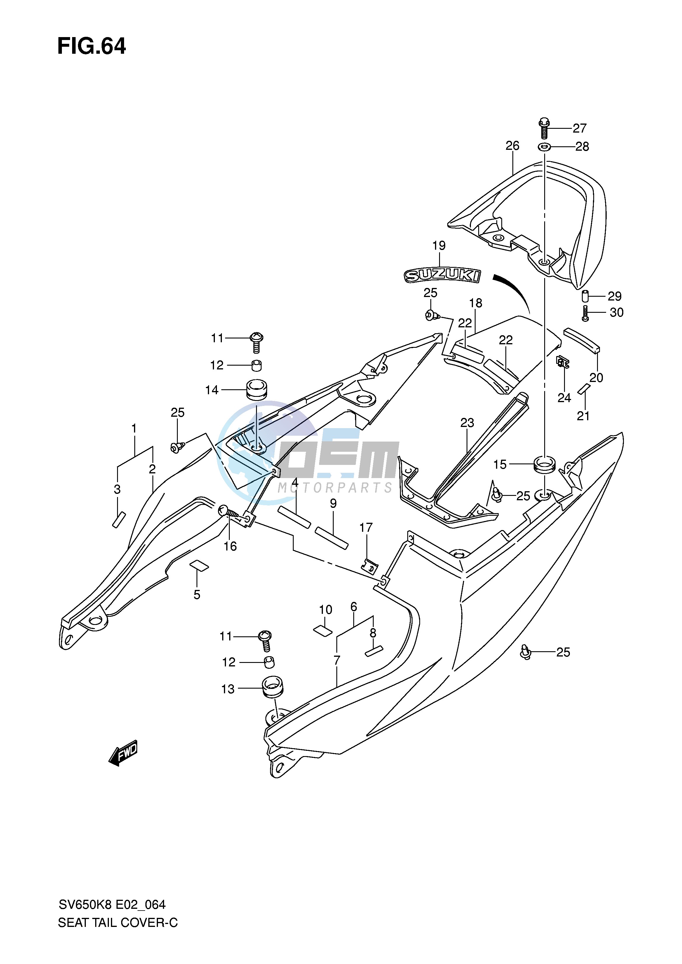 SEAT TAIL COVER (SV650SK8 SUK8 SAK8 SUAK8)