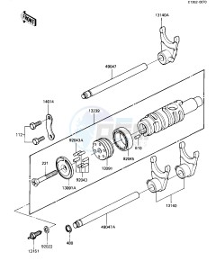 ZN 1100 B [LTD SHAFT] (B1-B2) [LTD SHAFT] drawing GEAR CHANGE DRUM & FORKS