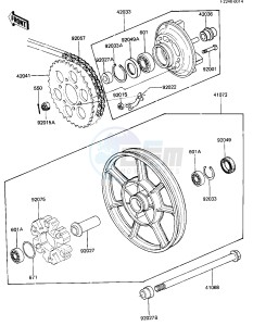 KZ 750 E (E2-E3) drawing REAR WHEEL_HUB_CHAIN -- 81 -82 KZ750-E2_E3- -