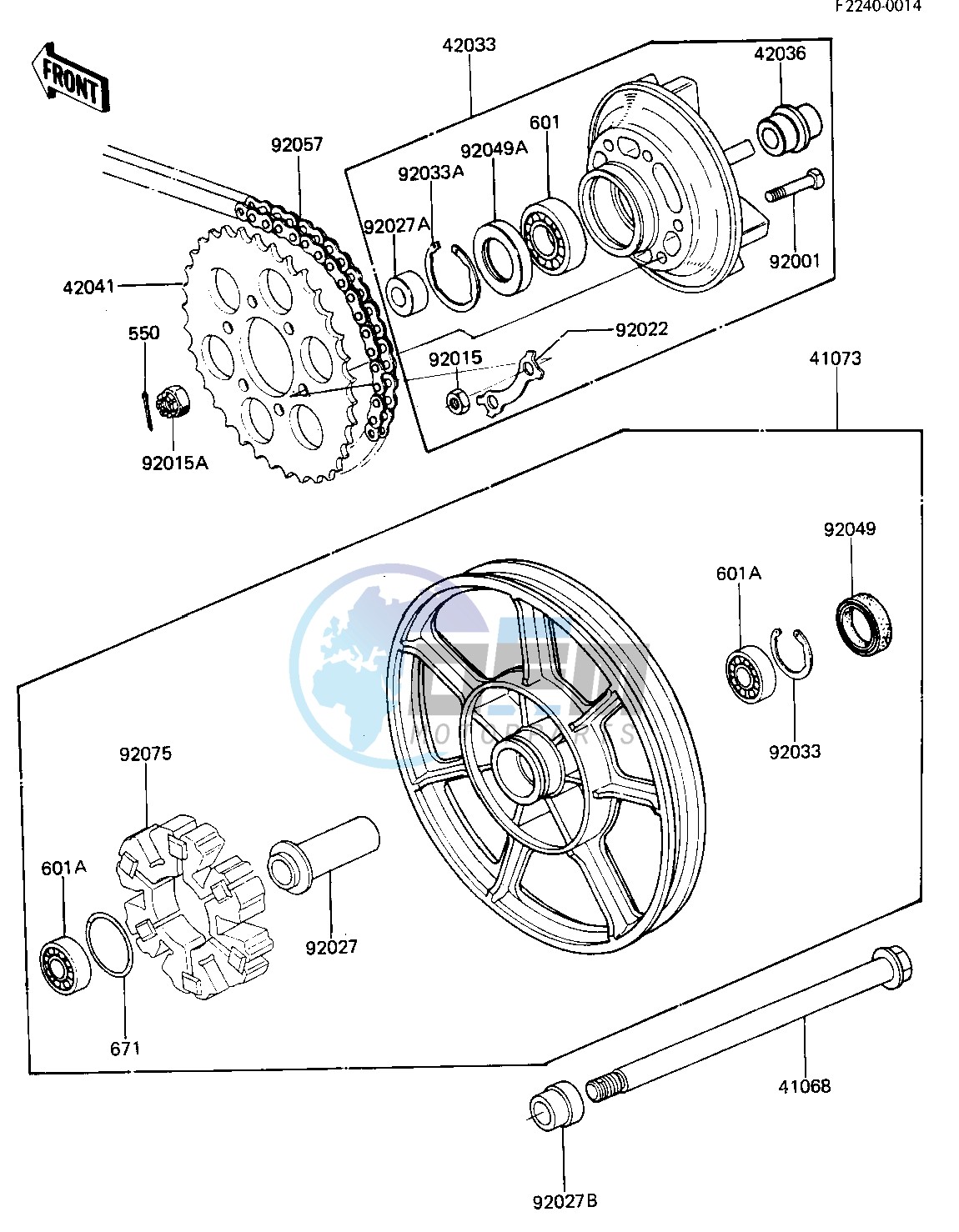 REAR WHEEL_HUB_CHAIN -- 81 -82 KZ750-E2_E3- -