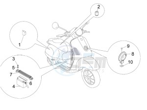 Granturismo 200 L UK drawing Control switches - Battery - Horn