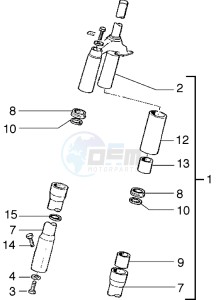 Liberty 125 drawing Front-wheel suspension