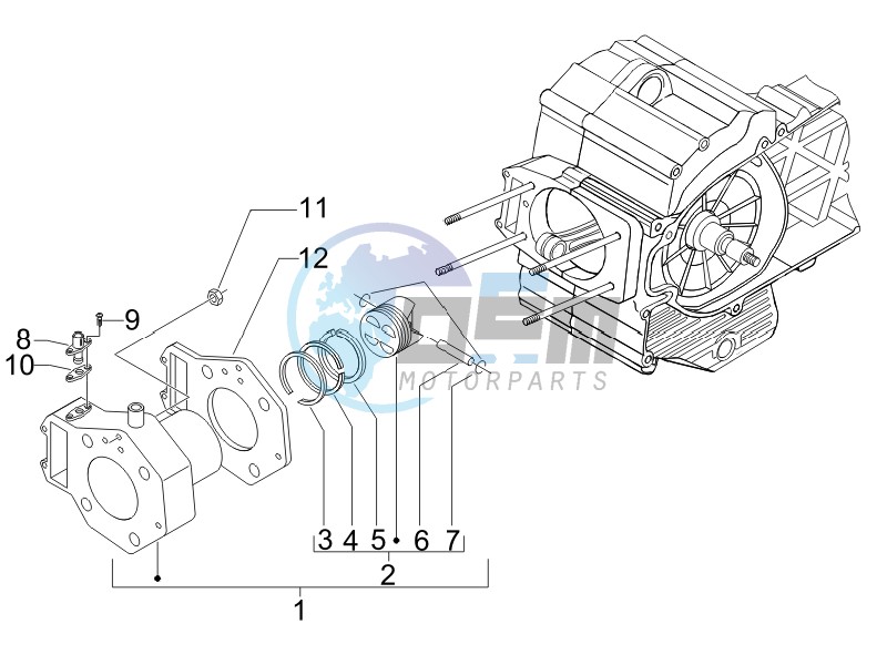 Cylinder-piston-wrist pin unit