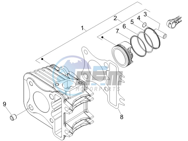 Cylinder-piston-wrist pin unit