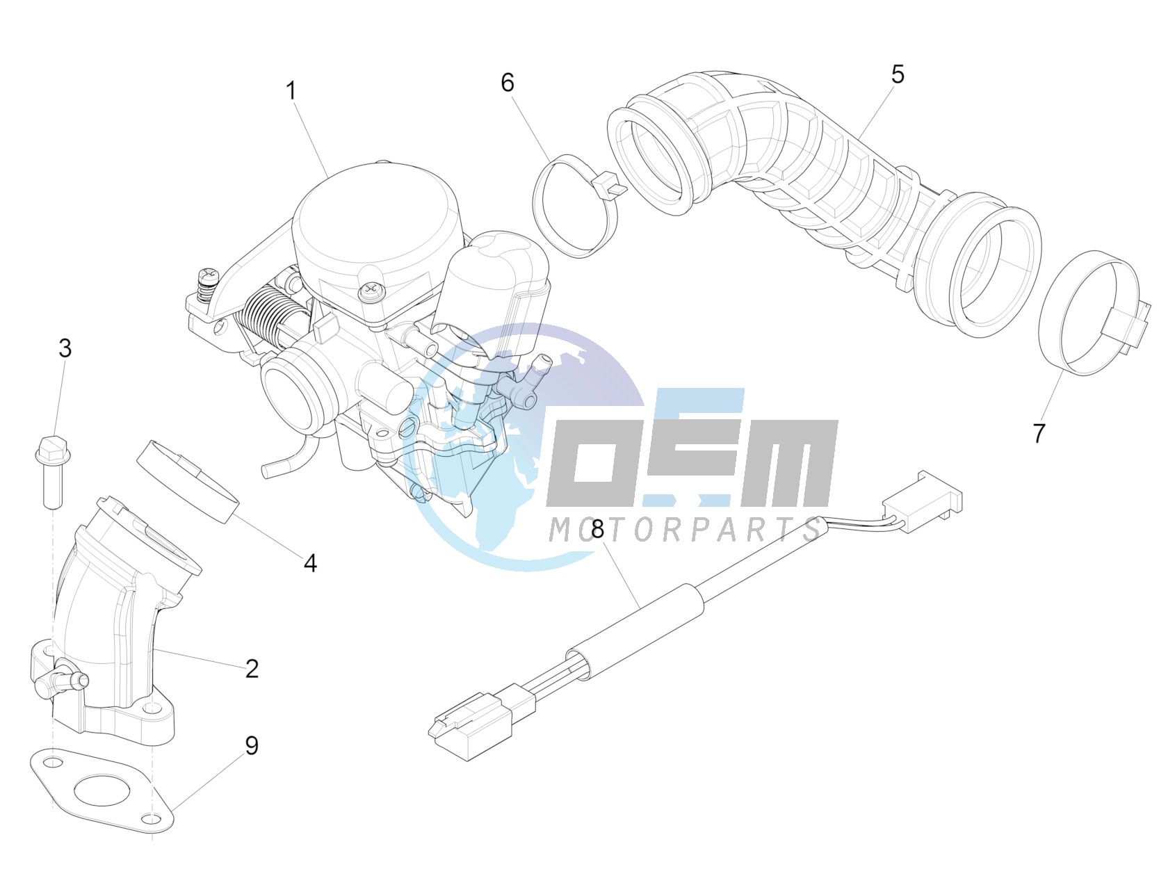 Carburettor, assembly - Union pipe