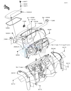 MULE SX 4x4 KAF400HJF EU drawing Front Fender(s)