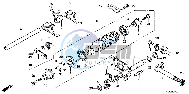 GEARSHIFT DRUM/ SHIFT FORK