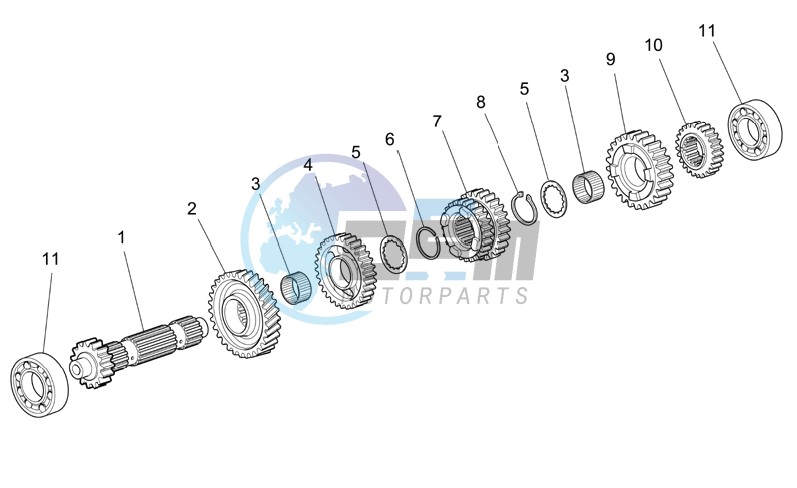 Primary gear shaft