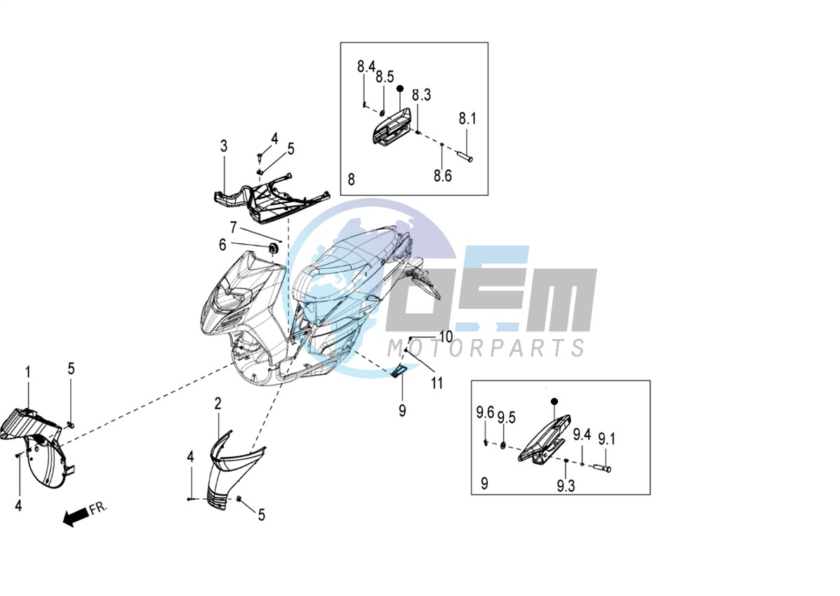 Central cover - Footrests