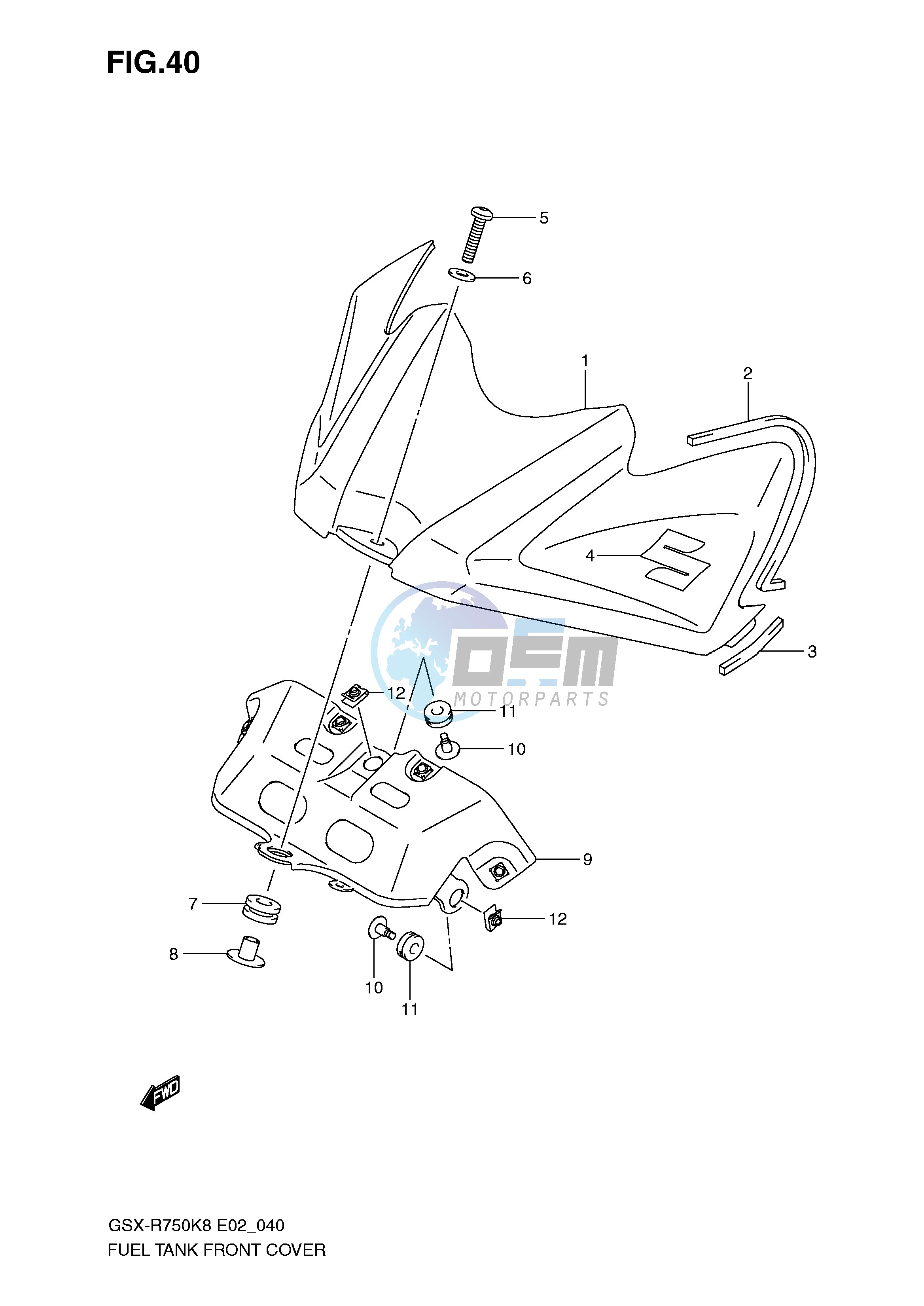 FUEL TANK FRONT C0VER (MODEL K8)