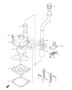 DF 90 drawing Water Pump (S/N 680685 & Older)